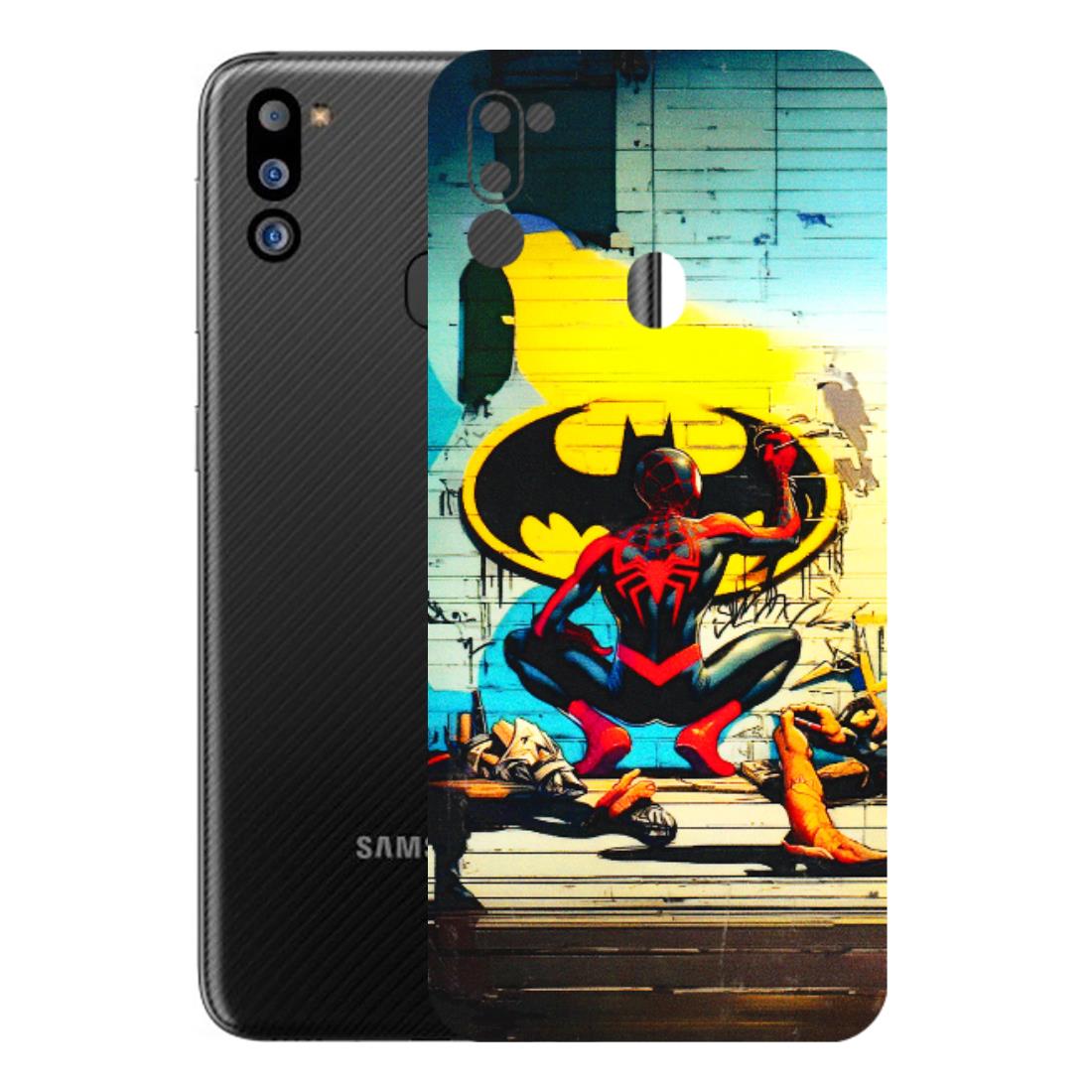 Samsung M/F/Note/Flip and C Phone Skins (All Models) - New Spiderman Bat Logo - 3D Embossed Finish (L-309) Samsung Galaxy M21 2021