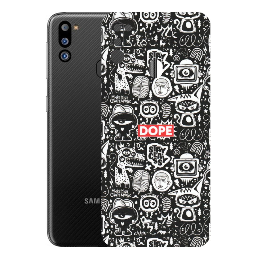 Samsung M/F/Note/Flip and C Phone Skins (All Models) - Dope Stay Classy Black Doodles - Matte Finish (M-126) Samsung Galaxy M21 2021