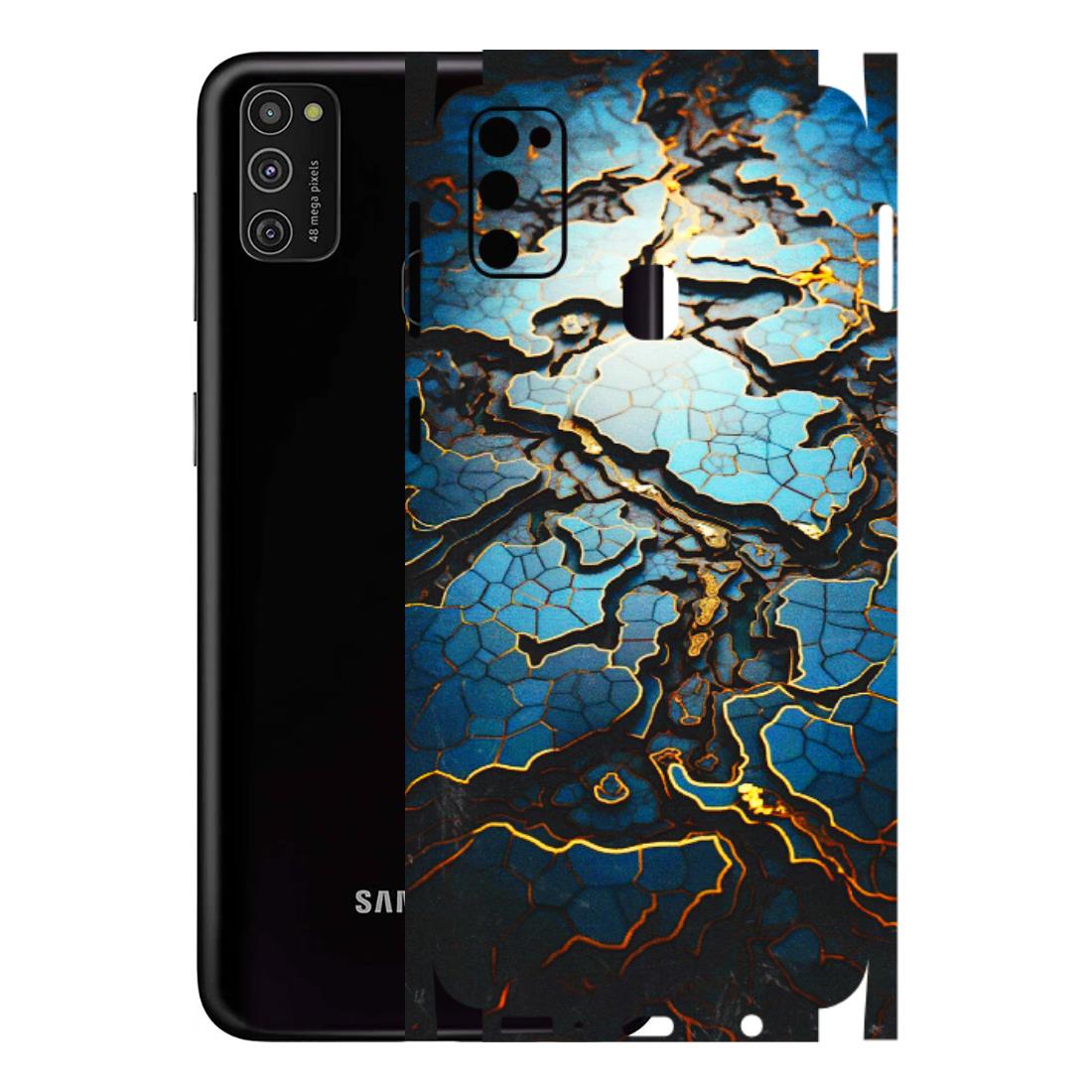 Samsung M/F/Note/Flip and C Phone Skins (All Models) - Blue Gold Abstract - 3D Embossed Finish (L-11) Samsung Galaxy M21