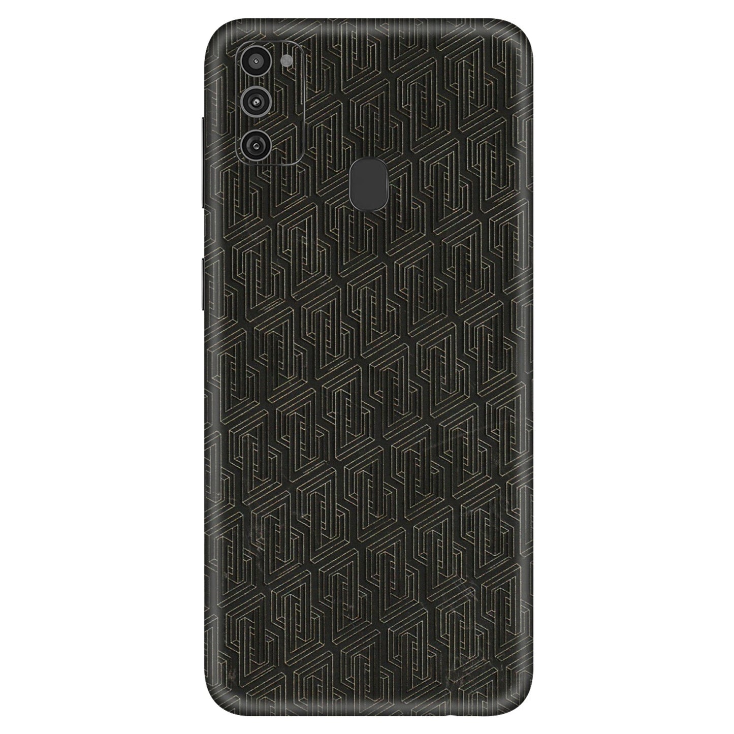 Samsung M/F/Note/Flip and C Phone Skins (All Models) - Black Abstract Pattern - 3D Embossed Finish (L-117) Samsung Galaxy M21