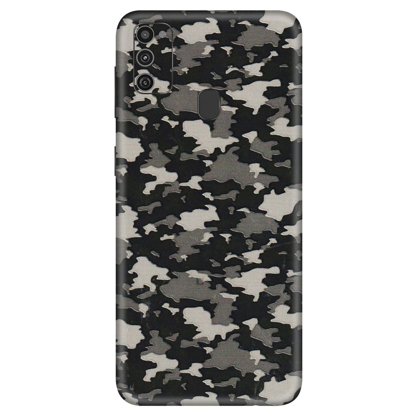 Samsung M/F/Note/Flip and C Phone Skins (All Models) - Black/Grey Camoflaunge - 3D Embossed Finish (L-142) Samsung Galaxy M21