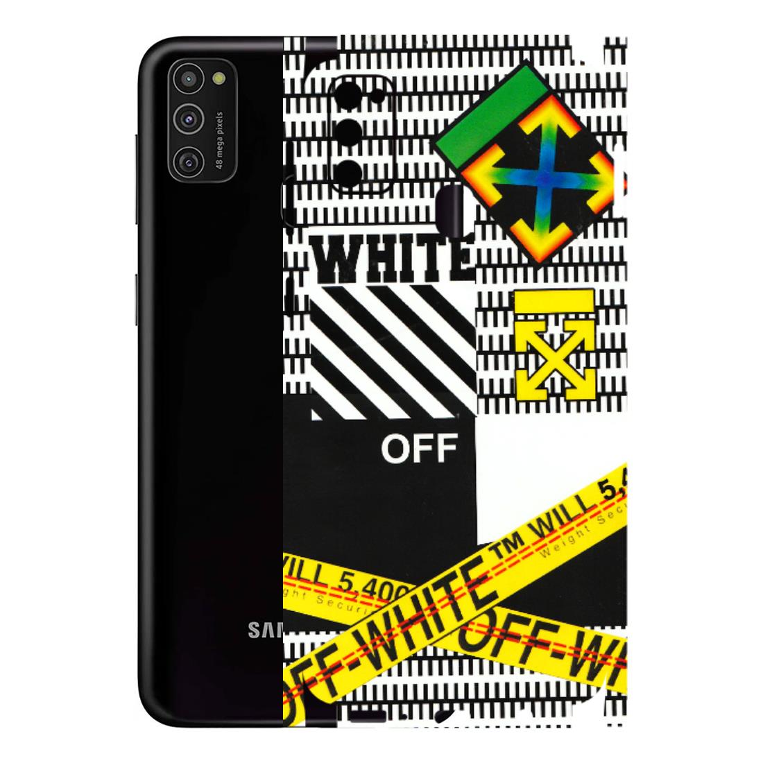 Samsung M/F/Note/Flip and C Phone Skins (All Models) - White Off Abstract - 3D Embossed Finish (L-172) Samsung Galaxy M21