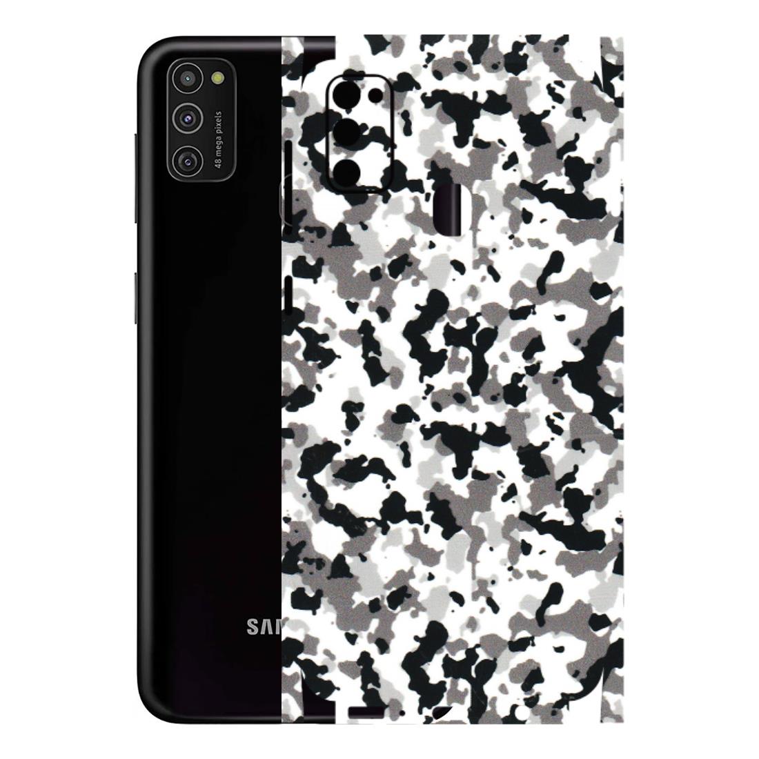 Samsung M/F/Note/Flip and C Phone Skins (All Models) - White Black Camouflage - 3D Embossed Finish (L-18) Samsung Galaxy M21