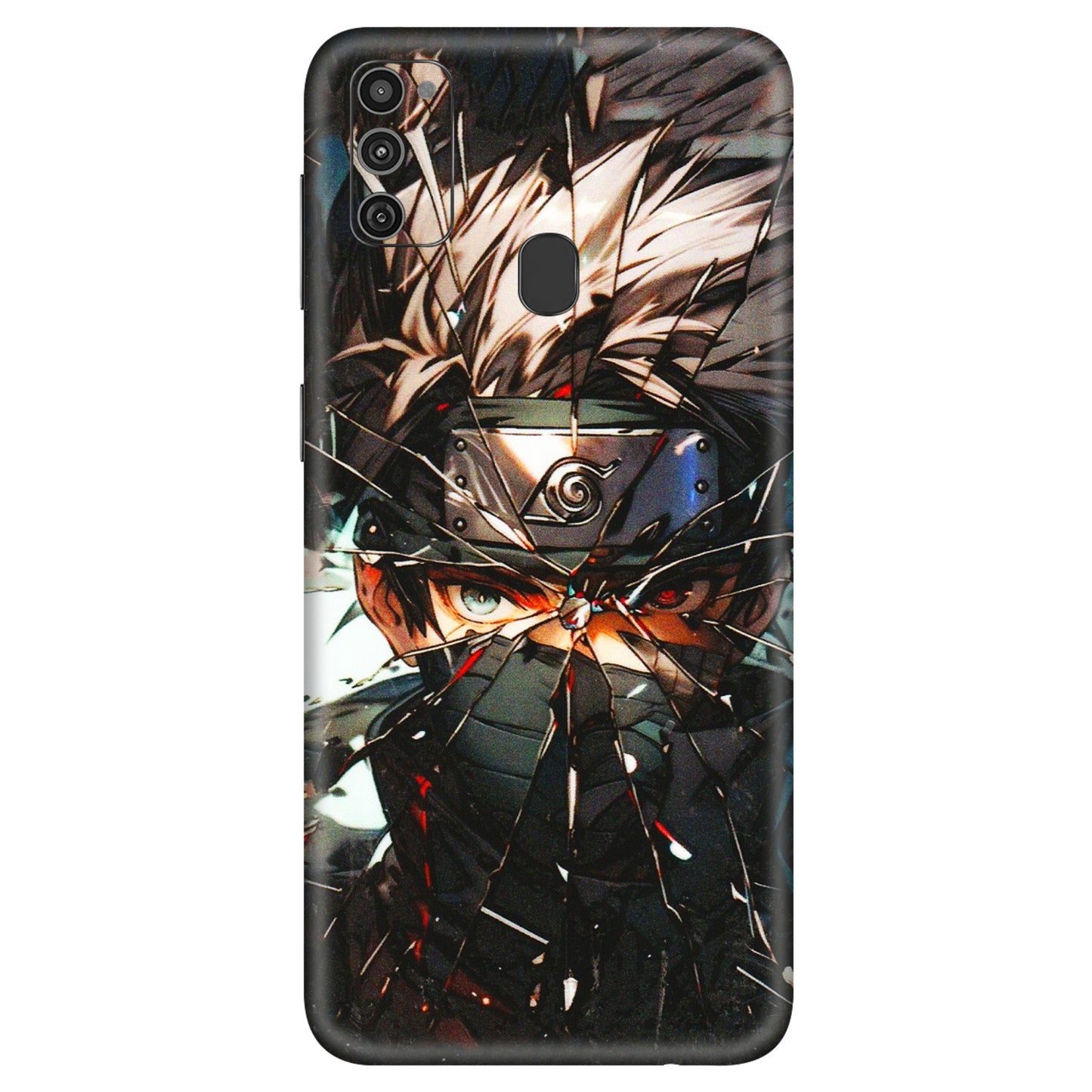 Samsung M/F/Note/Flip and C Phone Skins (All Models) - Kakashi Shattered Glass Effect - 3D Embossed Finish (L-237) Samsung Galaxy M21
