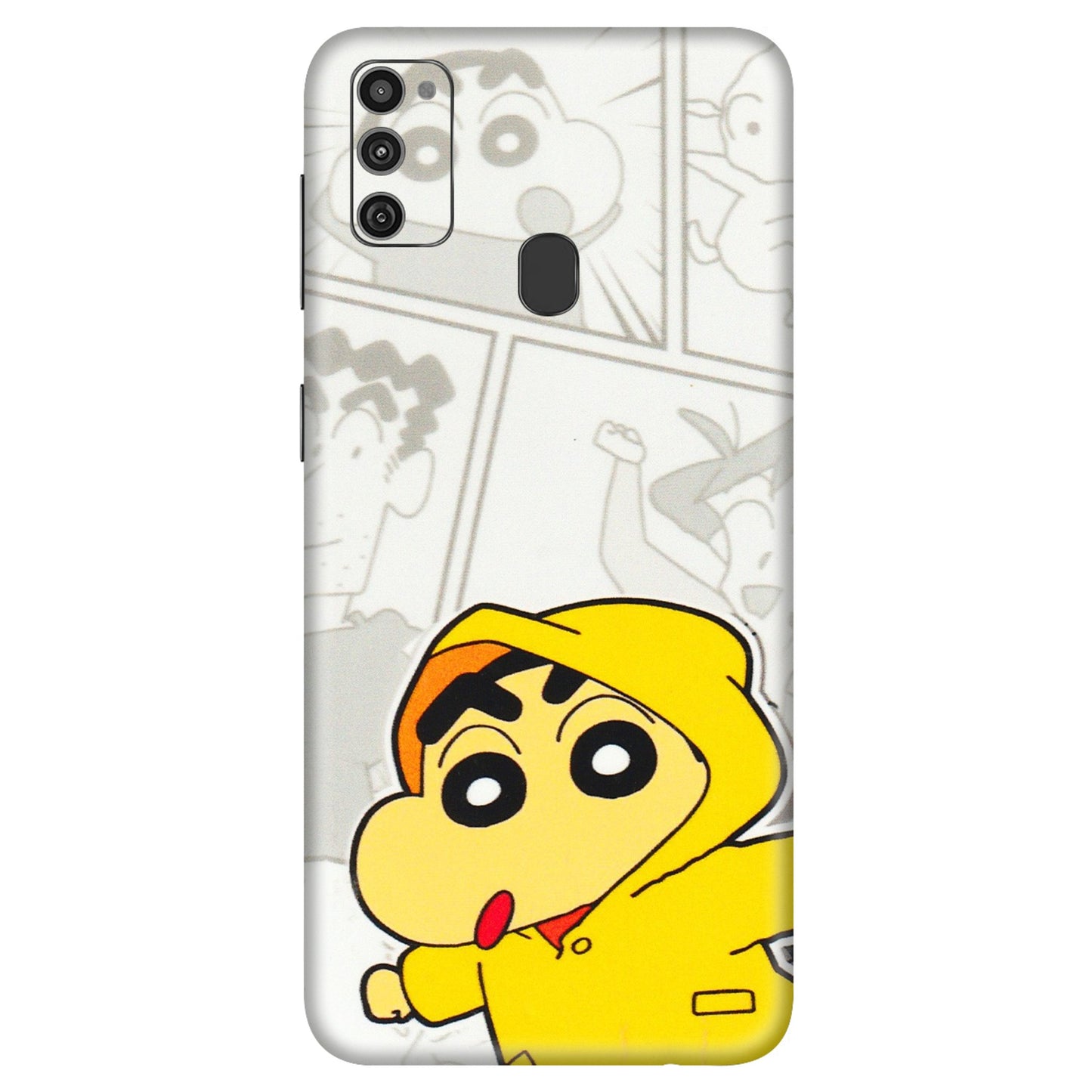 Samsung M/F/Note/Flip and C Phone Skins (All Models) - Yellow Shinchan Comic - 3D Embossed Finish (L-246) Samsung Galaxy M21