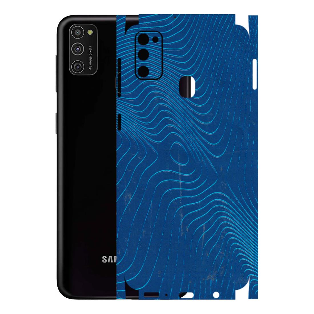 Samsung M/F/Note/Flip and C Phone Skins (All Models) - Abstract Blue Line Map - 3D Embossed Finish (L-272) Samsung Galaxy M21