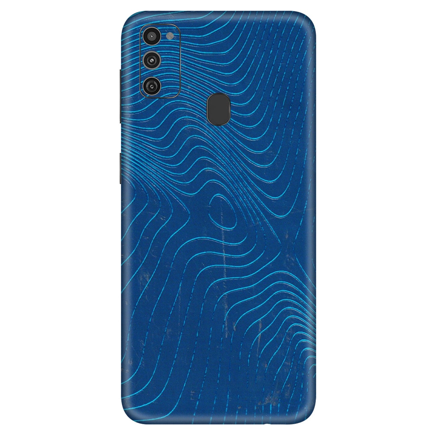Samsung M/F/Note/Flip and C Phone Skins (All Models) - Abstract Blue Line Map - 3D Embossed Finish (L-272) Samsung Galaxy M21