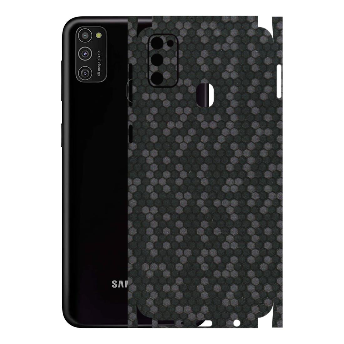 Samsung M/F/Note/Flip and C Phone Skins (All Models) - Black Grey Honeycomb Sober - 3D Embossed Finish (L-85) Samsung Galaxy M21