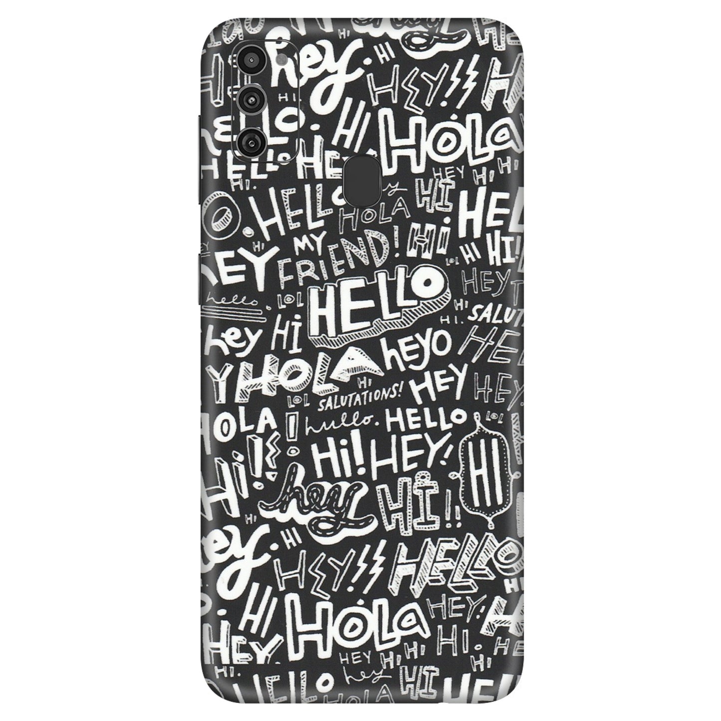 Samsung M/F/Note/Flip and C Phone Skins (All Models) - Hi Hello Doodles - Matte Finish (M-25) Samsung Galaxy M21