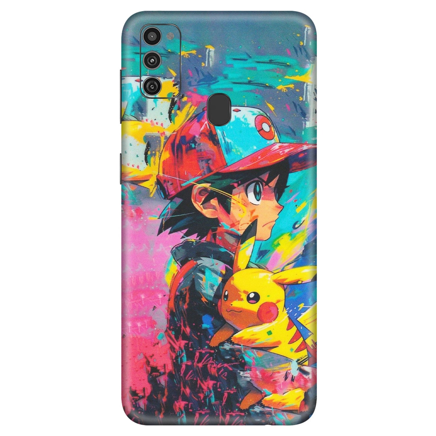 Samsung M/F/Note/Flip and C Phone Skins (All Models) - Ash & Pikachu - Matte Finish (M-26) Samsung Galaxy M21