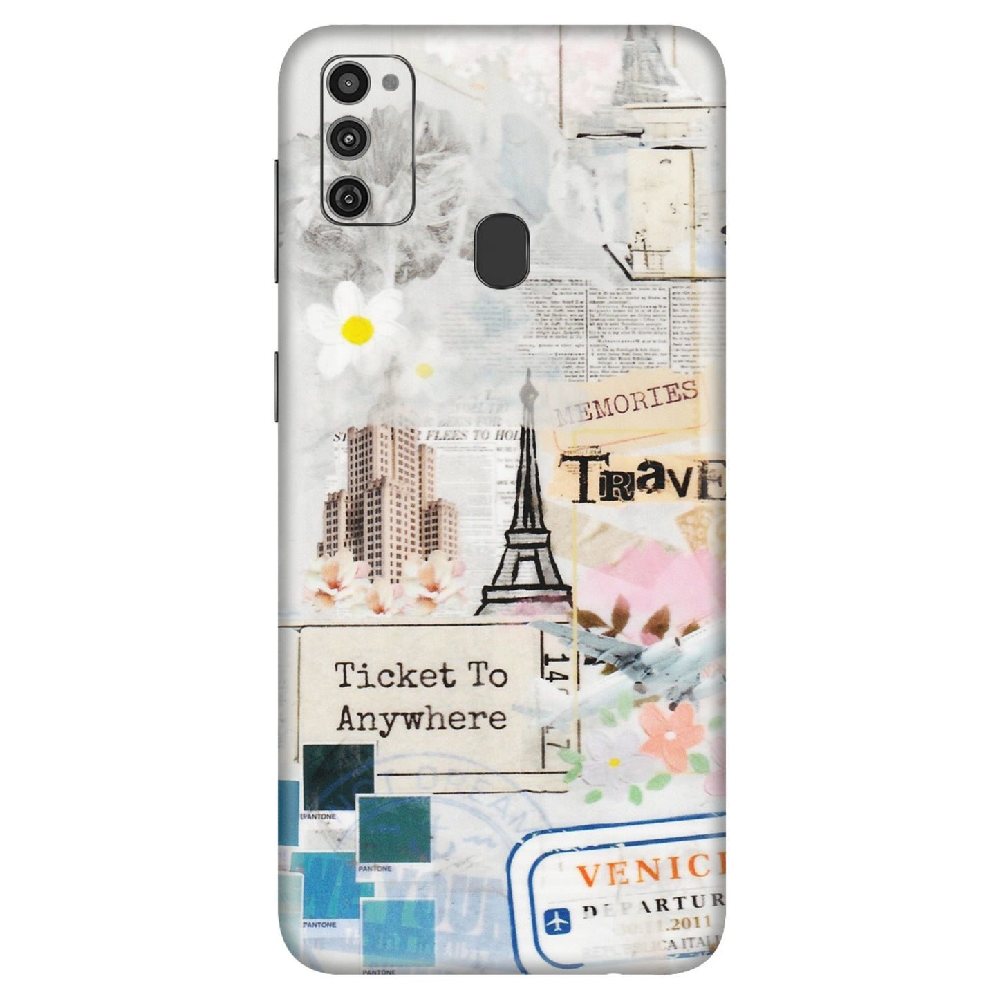Samsung M/F/Note/Flip and C Phone Skins (All Models) - Travel Memories - Transparent Finish (T-09) Samsung Galaxy M21