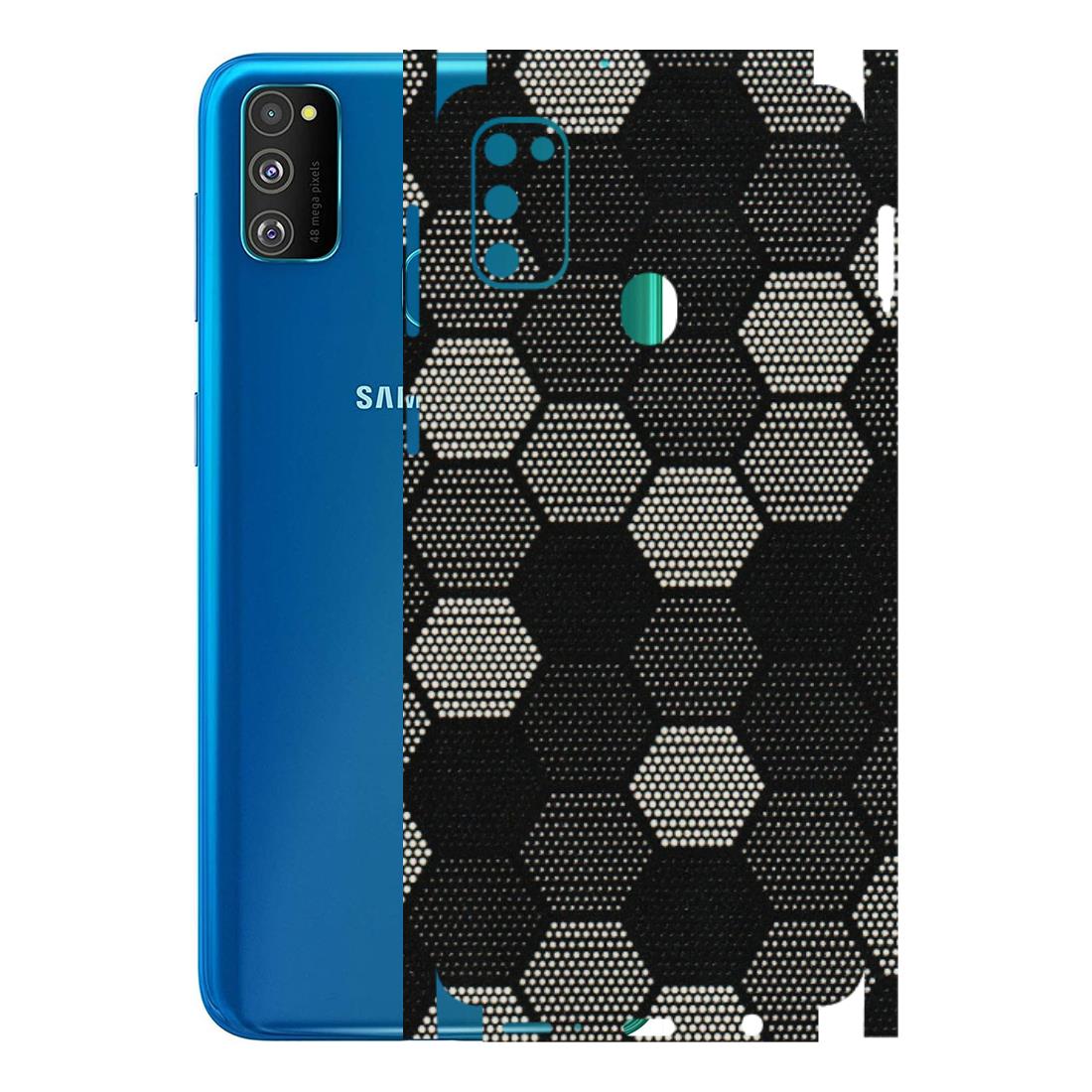 Samsung M/F/Note/Flip and C Phone Skins (All Models) - Black & White Dotted Honeycomb Texture - 3D Embossed Finish (L-202) Samsung Galaxy M30S