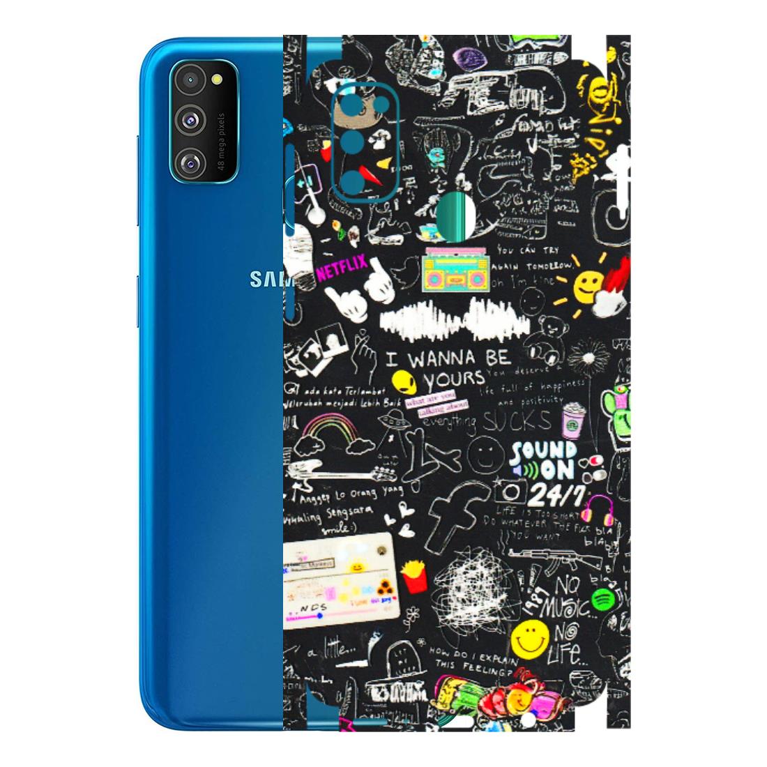 Samsung M/F/Note/Flip and C Phone Skins (All Models) - Black Creatives Doodles - 3D Embossed Finish (L-311) Samsung Galaxy M30S