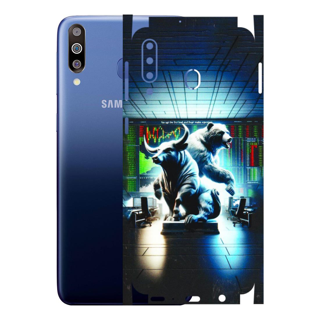 Samsung M/F/Note/Flip and C Phone Skins (All Models) - Stock Market Sensex Bear vs Bulls - 3D Embossed Finish (L-15) Samsung Galaxy M30