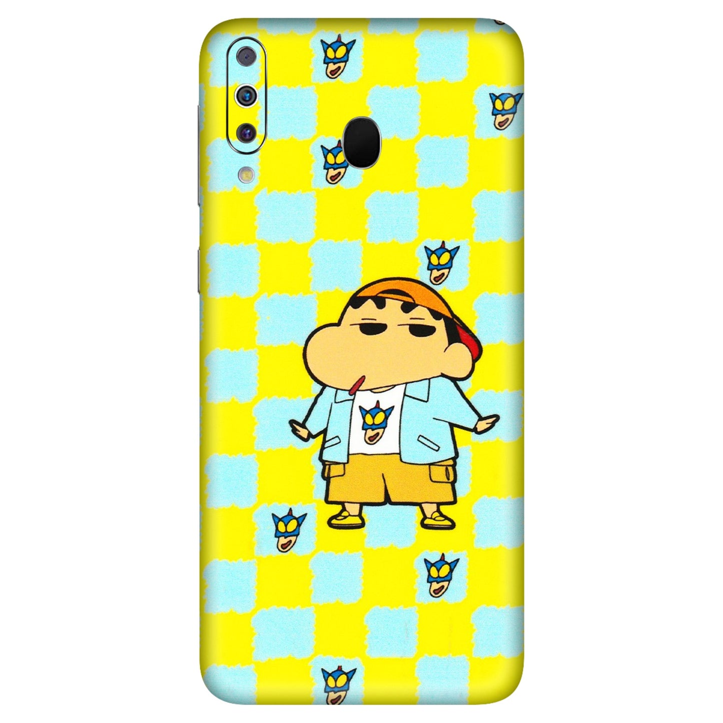 Samsung M/F/Note/Flip and C Phone Skins (All Models) - Yellow Blue Shinchan Cute - 3D Embossed Finish (L-221) Samsung Galaxy M30
