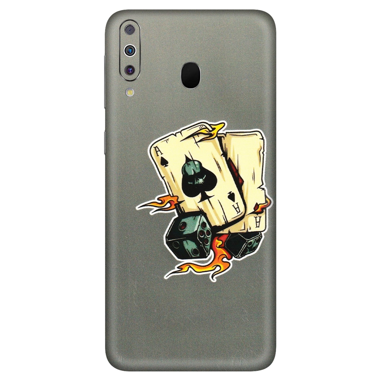 Samsung M/F/Note/Flip and C Phone Skins (All Models) - Grey Cards Of Ace - 3D Embossed Finish (L-77) Samsung Galaxy M30
