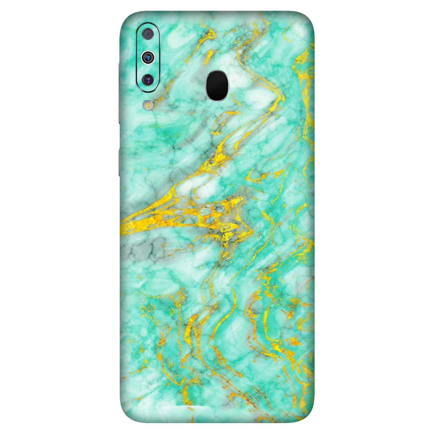 Samsung M/F/Note/Flip and C Phone Skins (All Models) - Green And Gold Marble Feel - Matte Finish (M-16) Samsung Galaxy M30