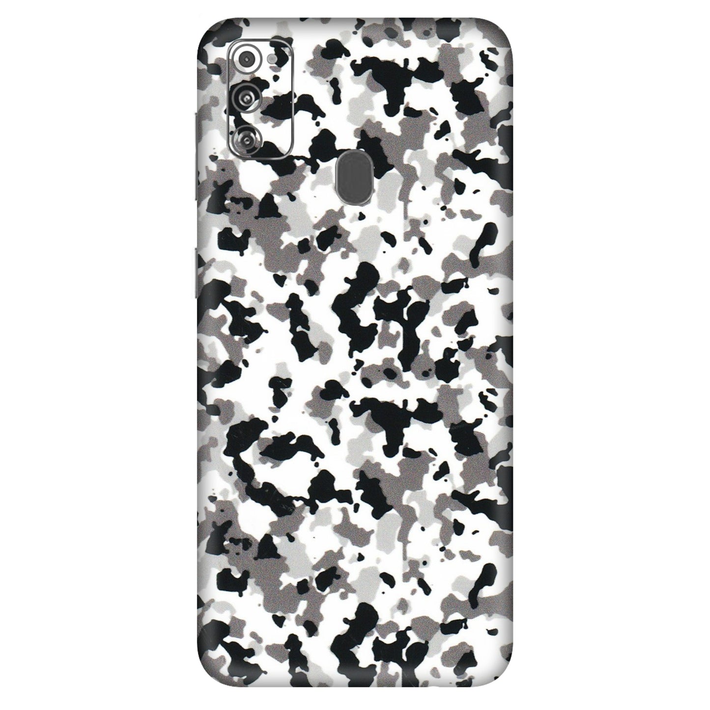 Samsung M/F/Note/Flip and C Phone Skins (All Models) - White Black Camouflage - 3D Embossed Finish (L-18) Samsung Galaxy M30S