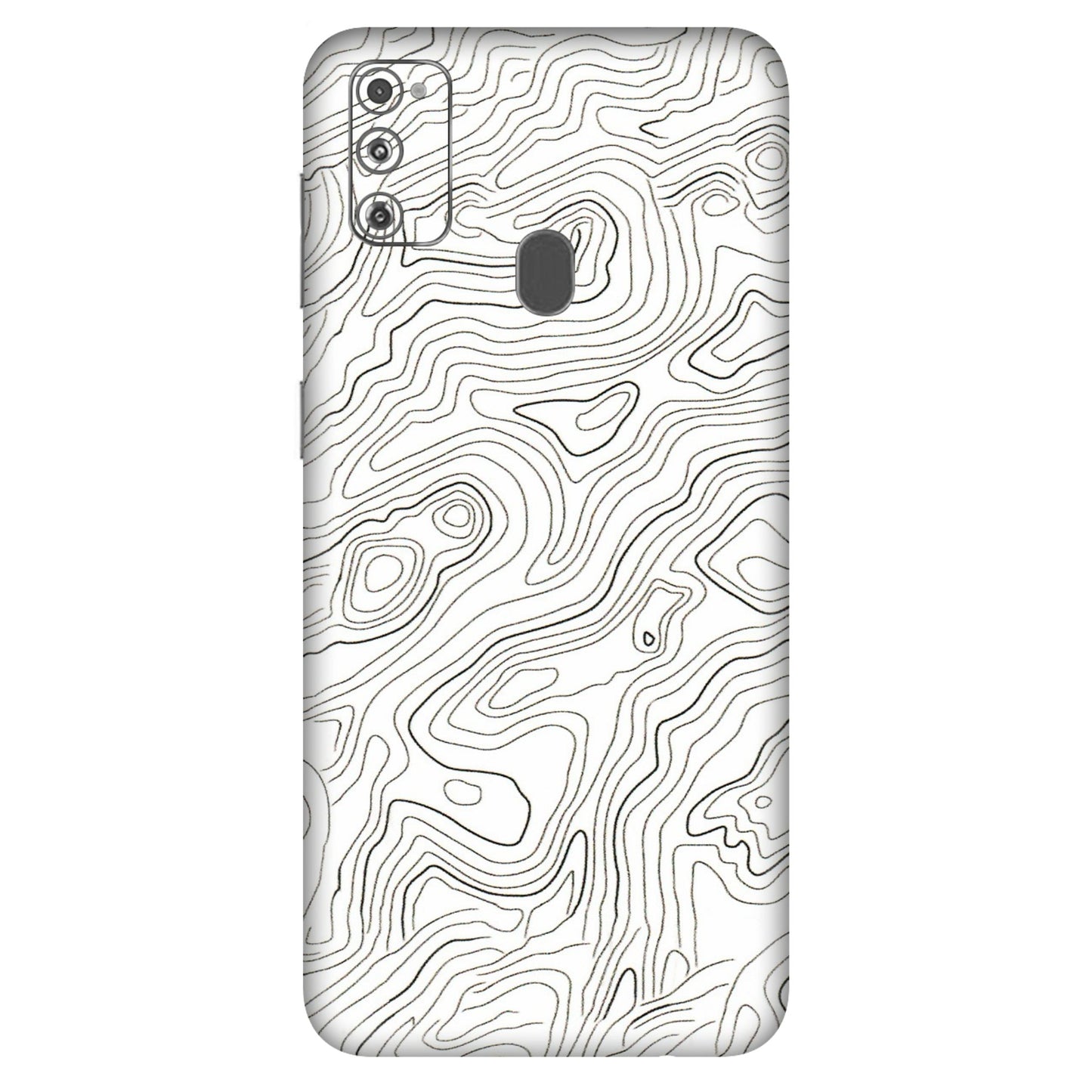 Samsung M/F/Note/Flip and C Phone Skins (All Models) - White Black Swirls - 3D Embossed Finish (L-219) Samsung Galaxy M30S