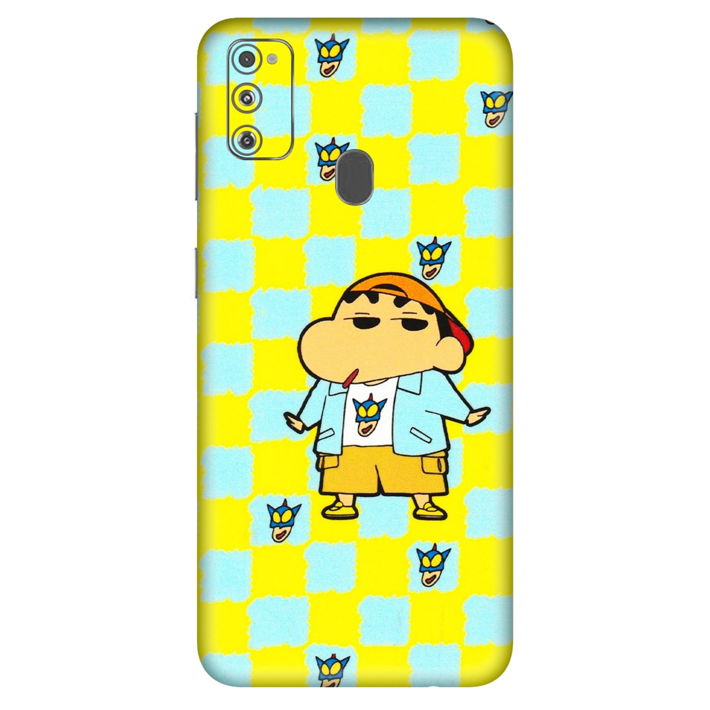 Samsung M/F/Note/Flip and C Phone Skins (All Models) - Yellow Blue Shinchan Cute - 3D Embossed Finish (L-221) Samsung Galaxy M30S