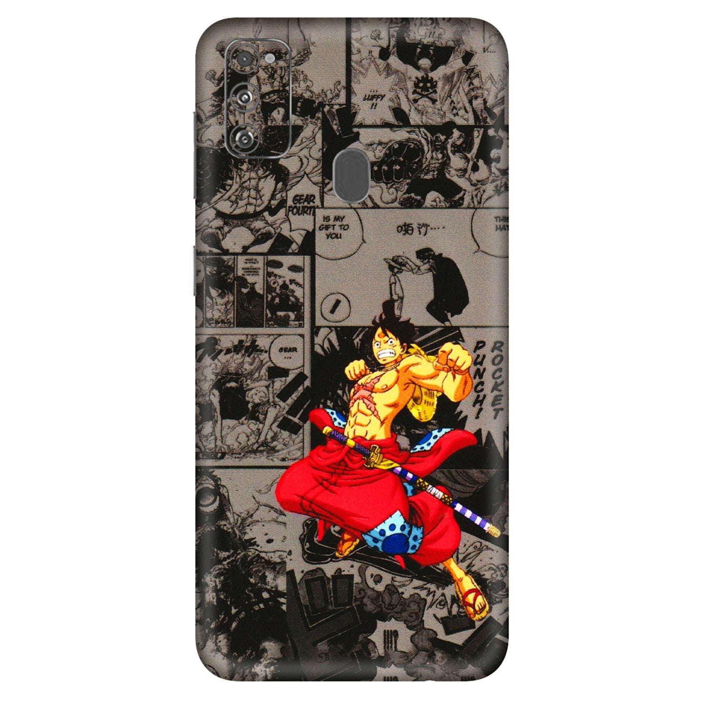 Samsung M/F/Note/Flip and C Phone Skins (All Models) - One Piece Rocket Punch Manga - 3D Embossed Finish (L-25) Samsung Galaxy M30S