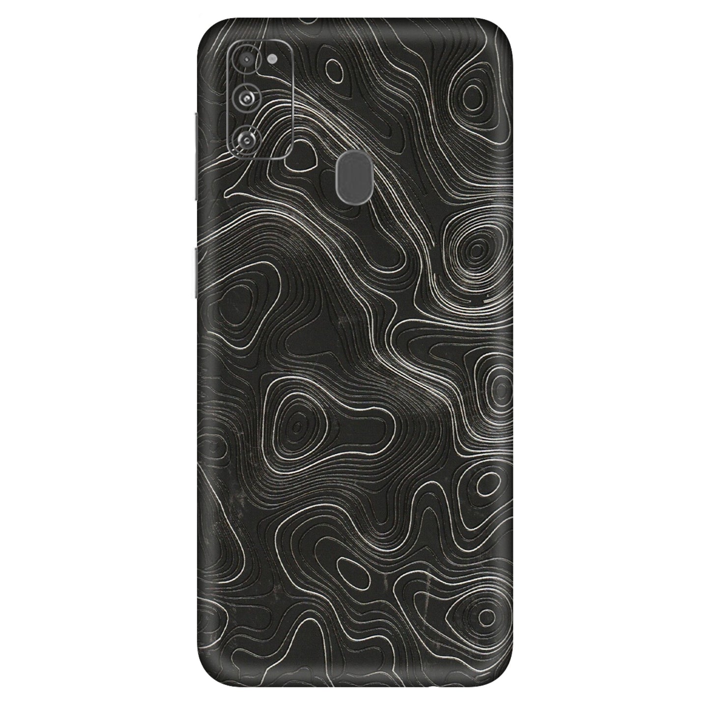 Samsung M/F/Note/Flip and C Phone Skins (All Models) - Abstract White Line Map - 3D Embossed Finish (L-269) Samsung Galaxy M30S
