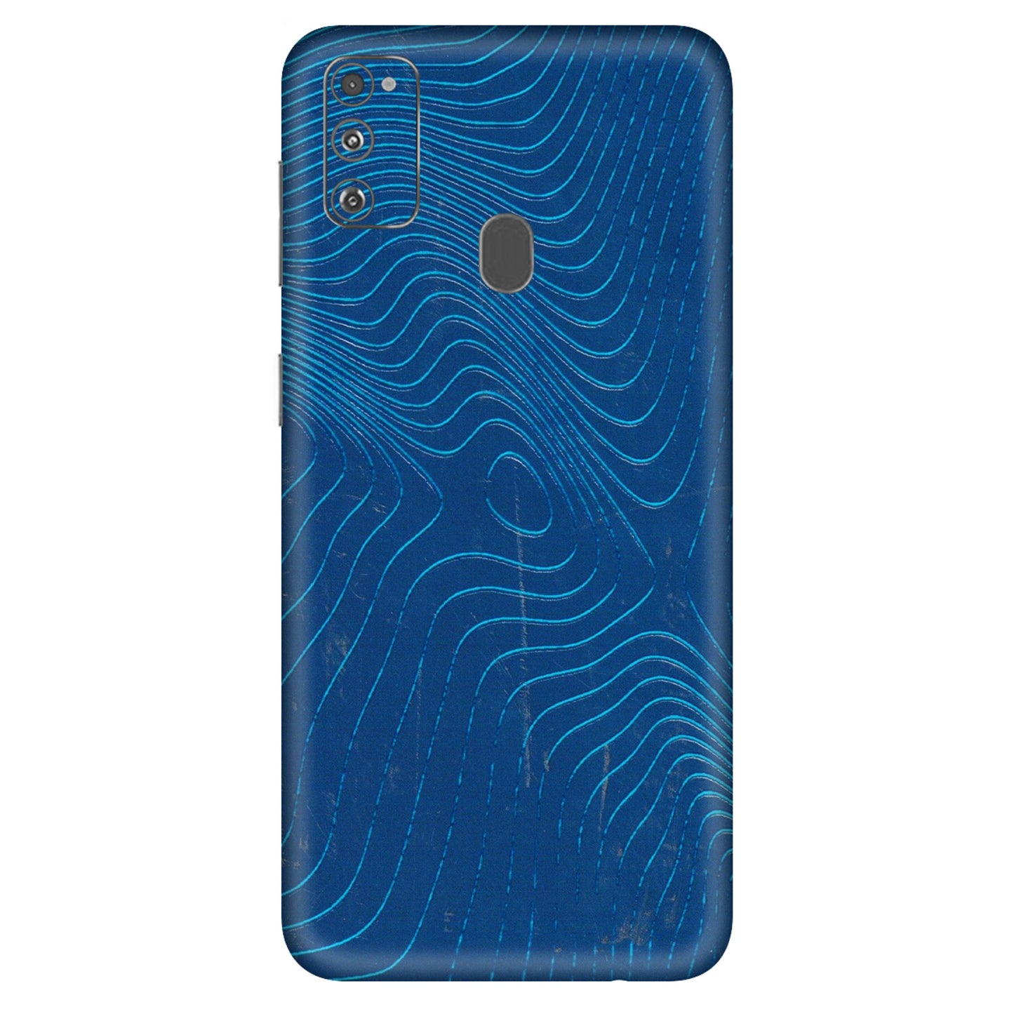 Samsung M/F/Note/Flip and C Phone Skins (All Models) - Abstract Blue Line Map - 3D Embossed Finish (L-272) Samsung Galaxy M30S