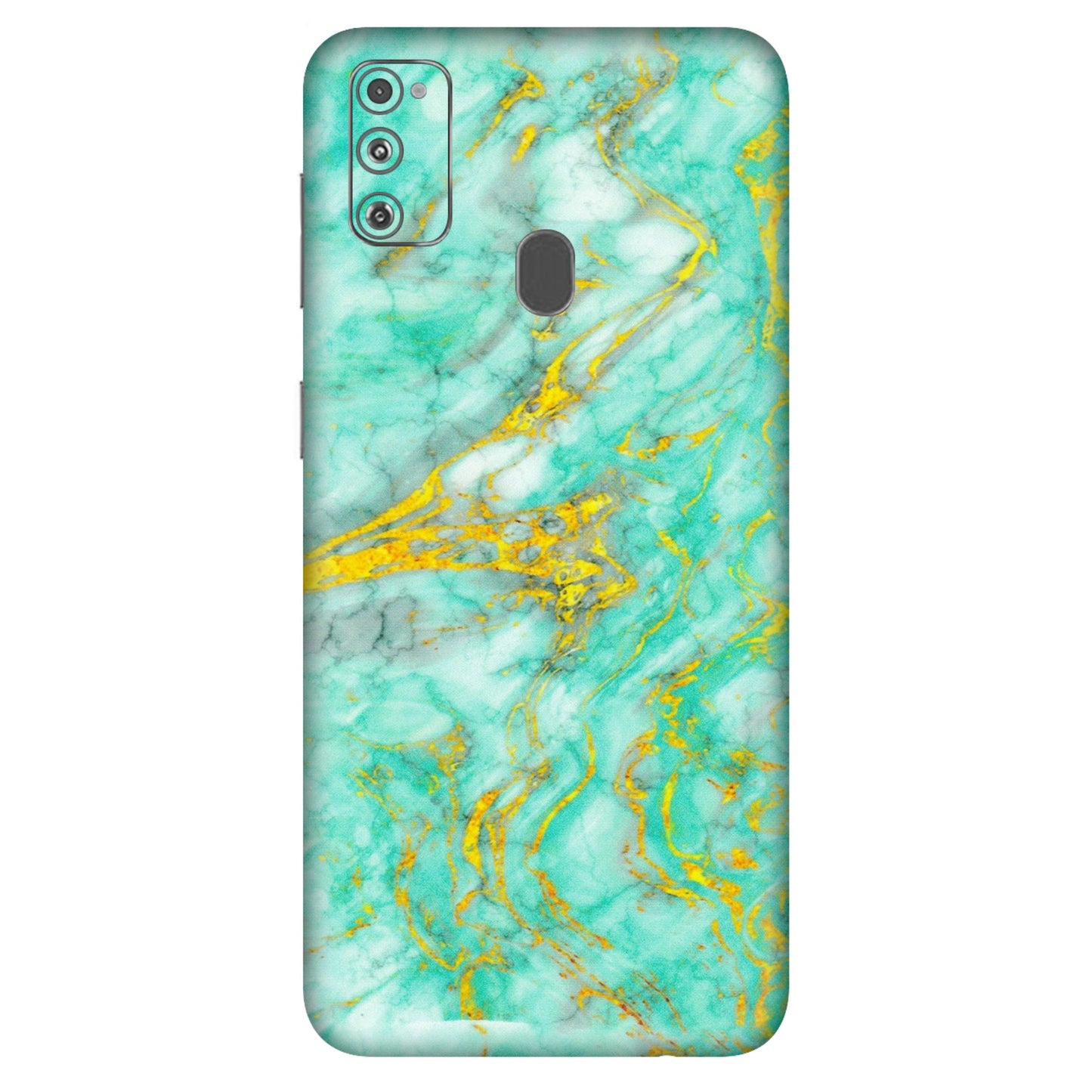 Samsung M/F/Note/Flip and C Phone Skins (All Models) - Green And Gold Marble Feel - Matte Finish (M-16) Samsung Galaxy M30S