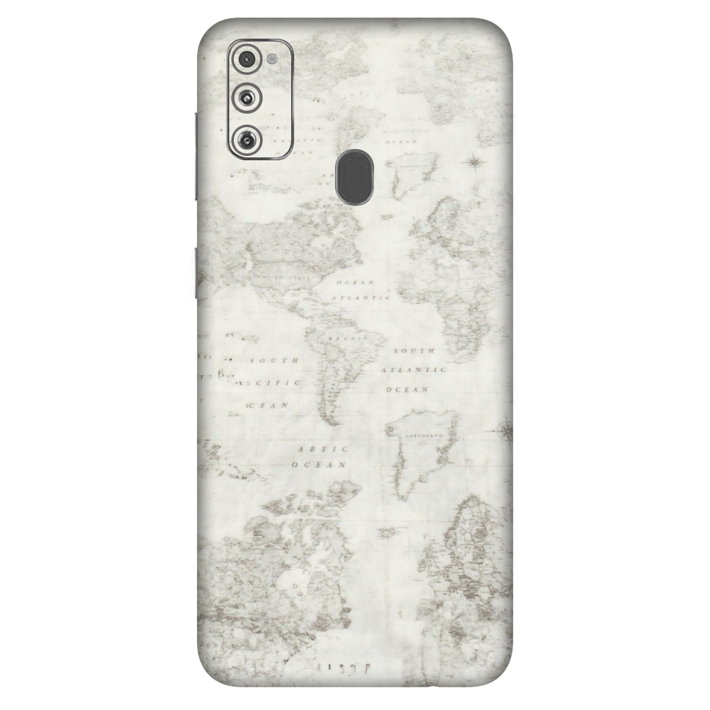 Samsung M/F/Note/Flip and C Phone Skins (All Models) - World Travel Map - Transparent Finish (T-04) Samsung Galaxy M30S