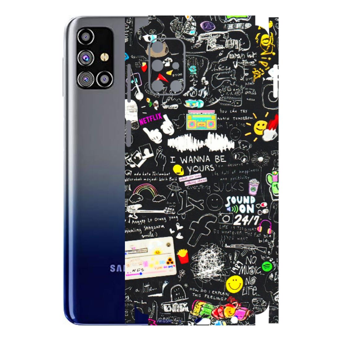 Samsung M/F/Note/Flip and C Phone Skins (All Models) - Black Creatives Doodles - 3D Embossed Finish (L-311) Samsung Galaxy M31s