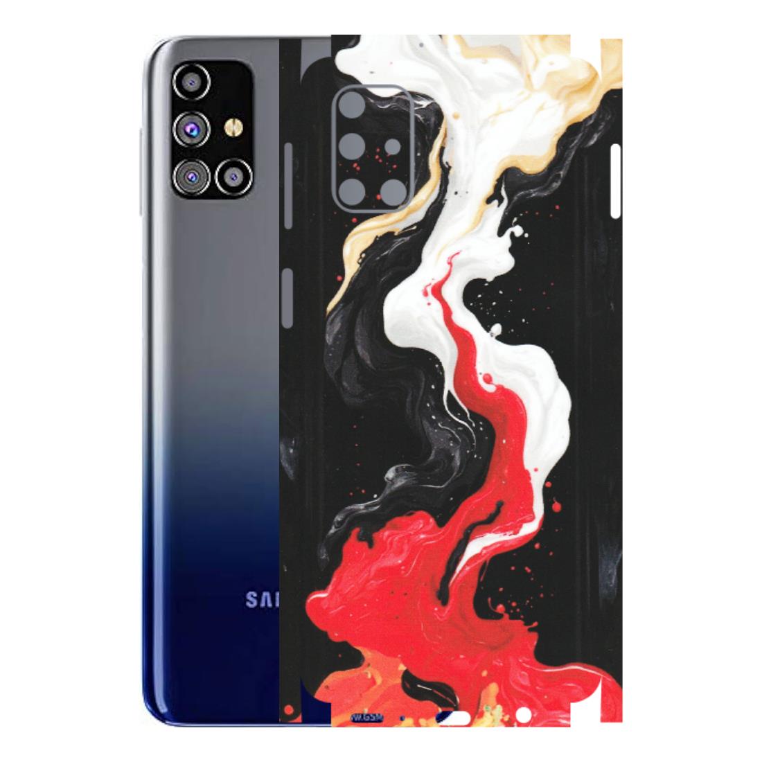 Samsung M/F/Note/Flip and C Phone Skins (All Models) - Black Red White Paint Splash Fusion - Matte Finish (M-56) Samsung Galaxy M31s