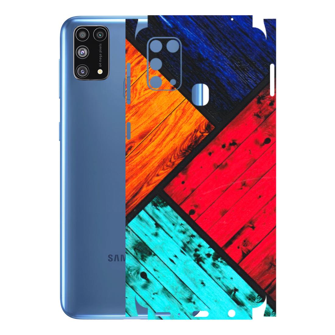 Samsung M/F/Note/Flip and C Phone Skins (All Models) - Colourful Wood Panels Abstract - 3D Embossed Finish (L-09) Samsung Galaxy M31