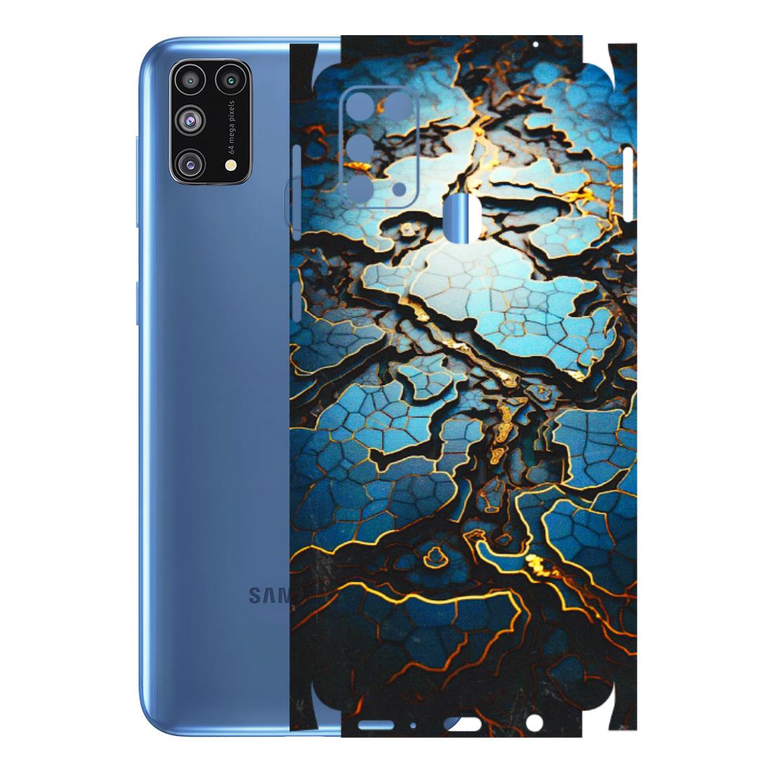 Samsung M/F/Note/Flip and C Phone Skins (All Models) - Blue Gold Abstract - 3D Embossed Finish (L-11) Samsung Galaxy M31