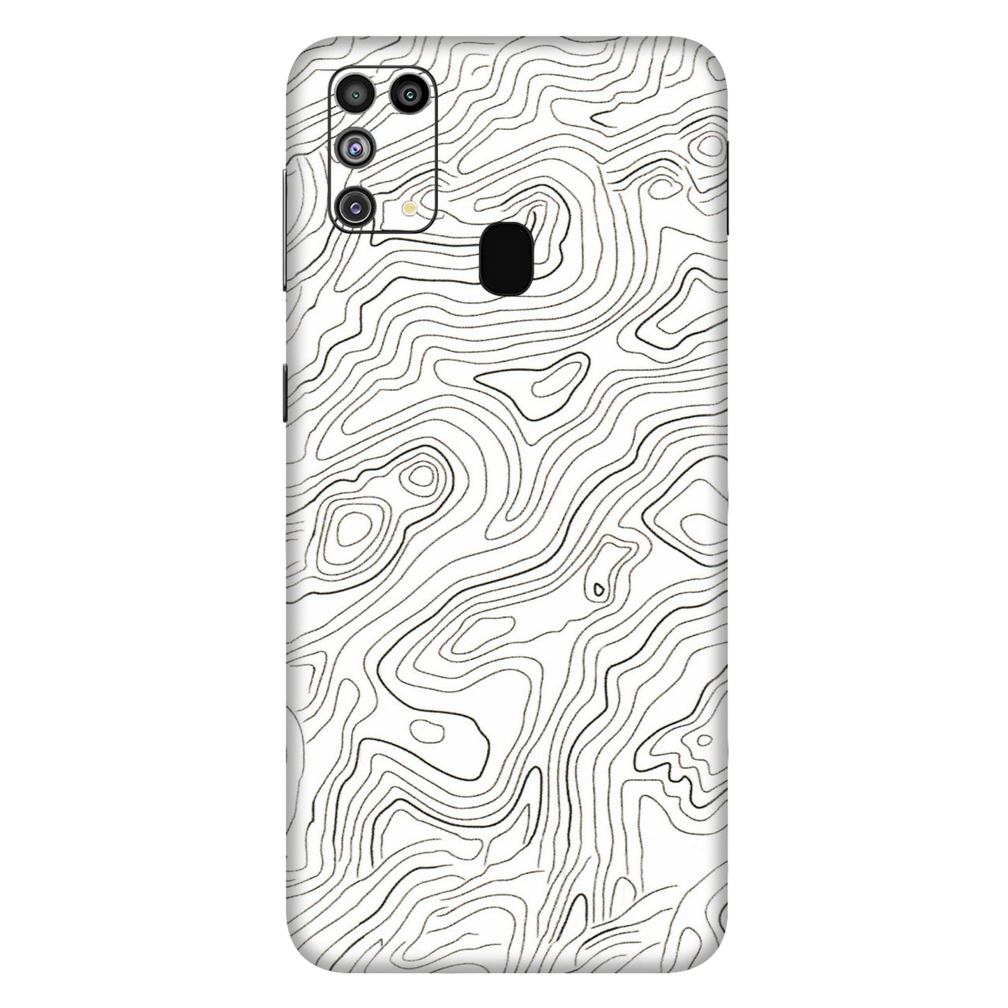 Samsung M/F/Note/Flip and C Phone Skins (All Models) - White Black Swirls - 3D Embossed Finish (L-219) Samsung Galaxy M31