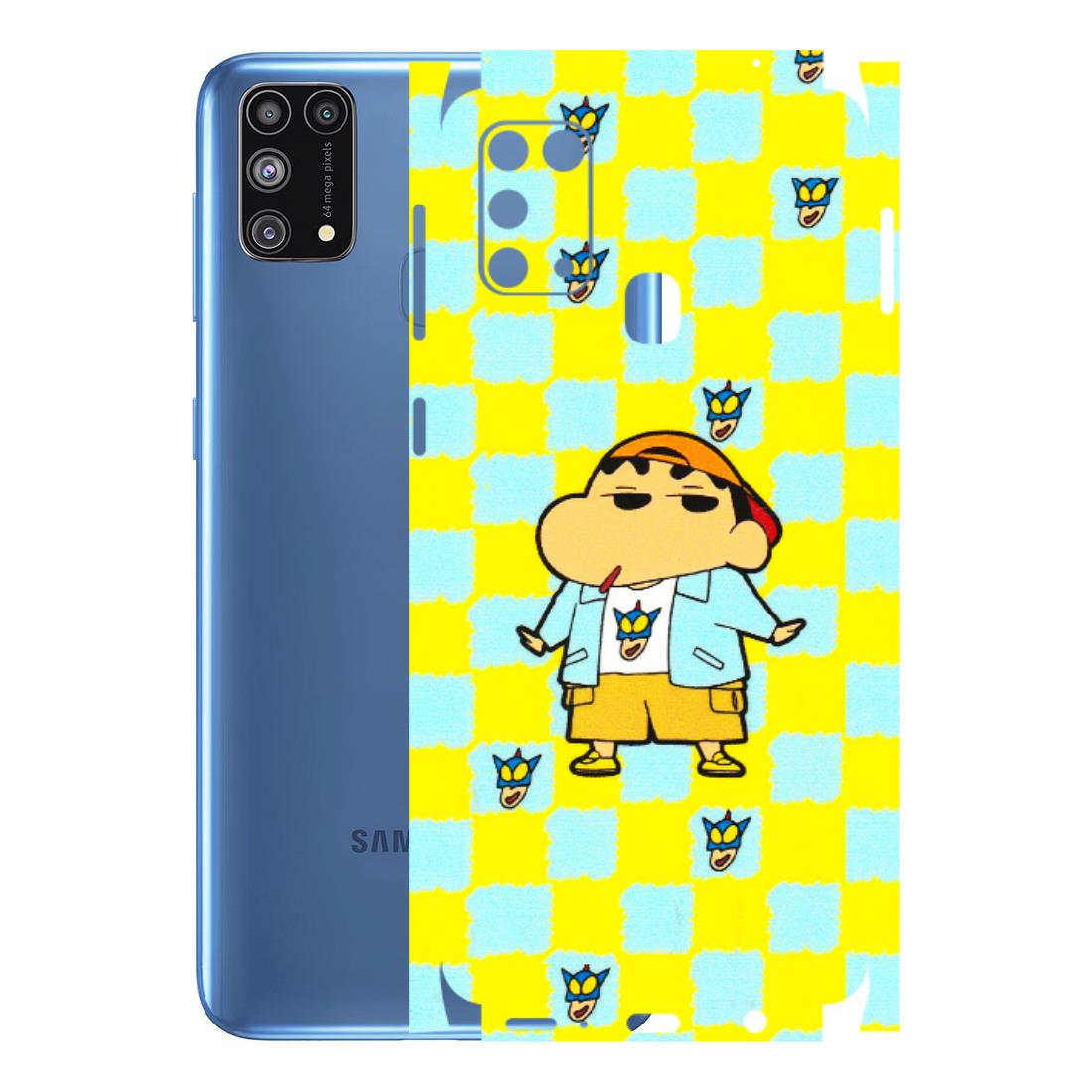 Samsung M/F/Note/Flip and C Phone Skins (All Models) - Yellow Blue Shinchan Cute - 3D Embossed Finish (L-221) Samsung Galaxy M31