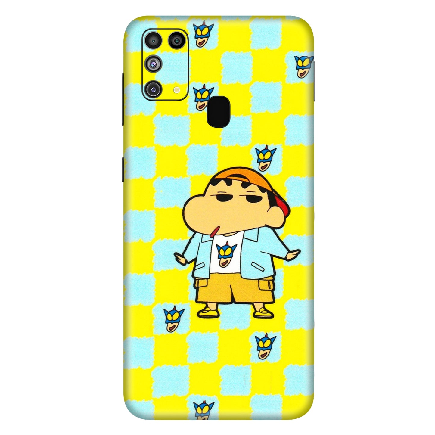 Samsung M/F/Note/Flip and C Phone Skins (All Models) - Yellow Blue Shinchan Cute - 3D Embossed Finish (L-221) Samsung Galaxy M31