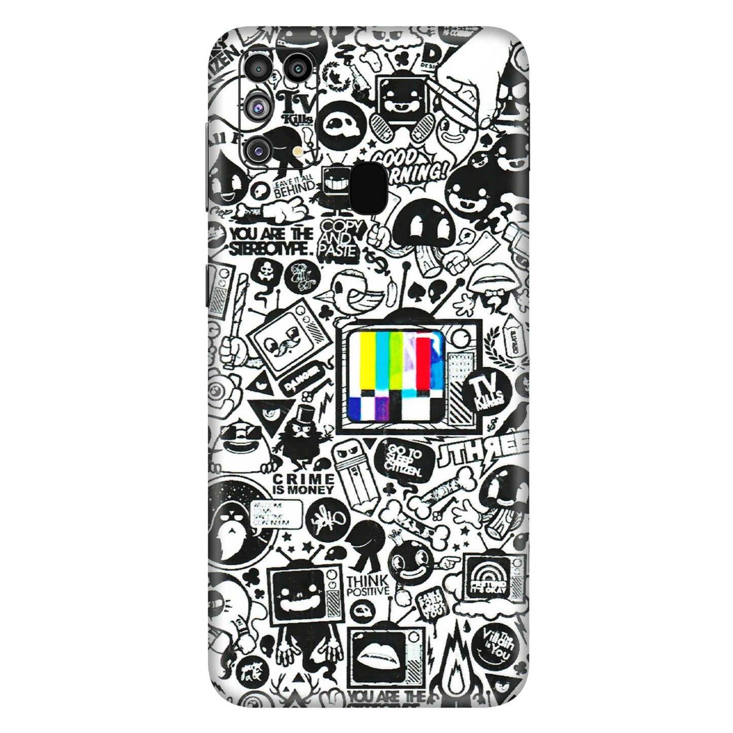 Samsung M/F/Note/Flip and C Phone Skins (All Models) - Doodles Positive Art - 3D Embossed Finish (L-263) Samsung Galaxy M31