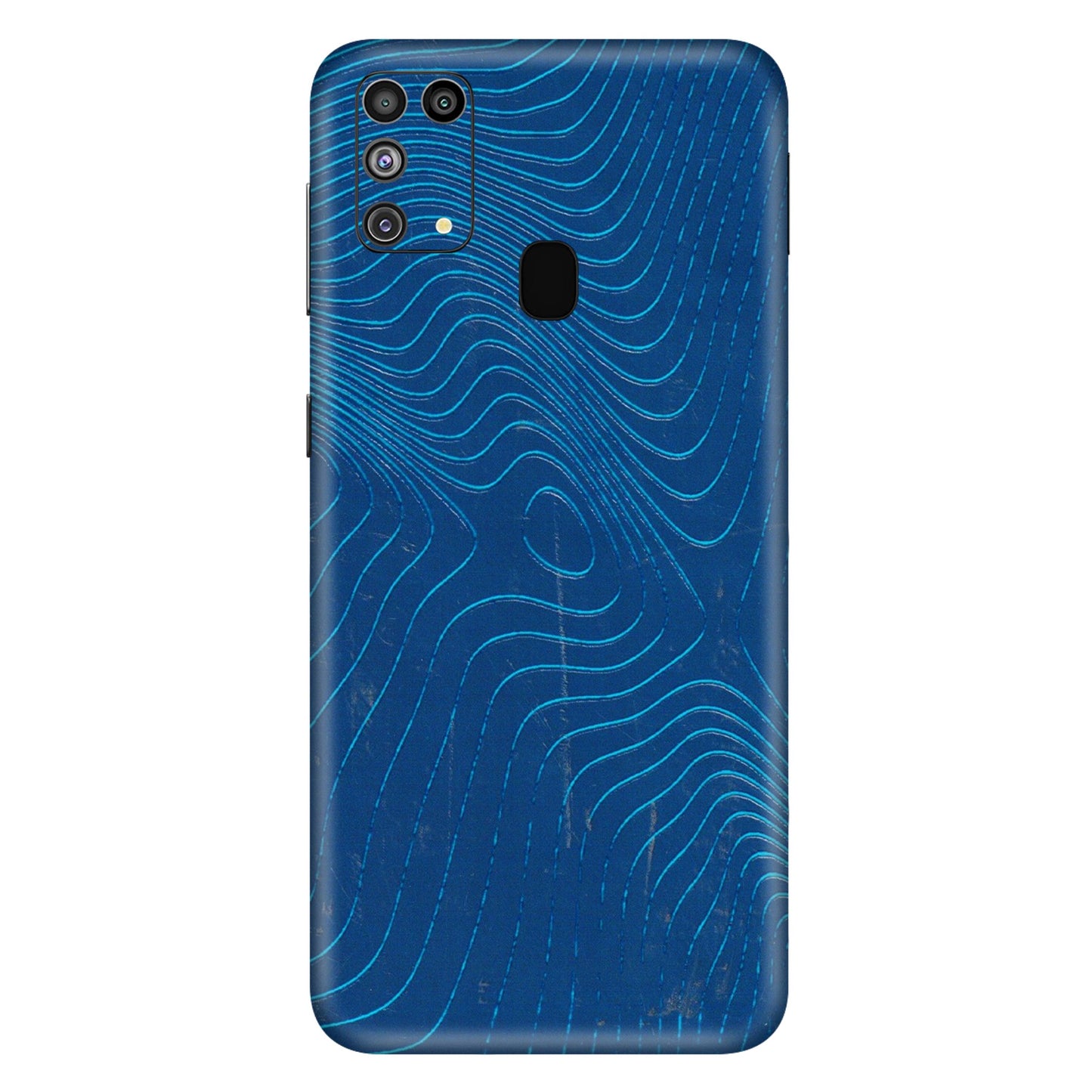 Samsung M/F/Note/Flip and C Phone Skins (All Models) - Abstract Blue Line Map - 3D Embossed Finish (L-272) Samsung Galaxy M31