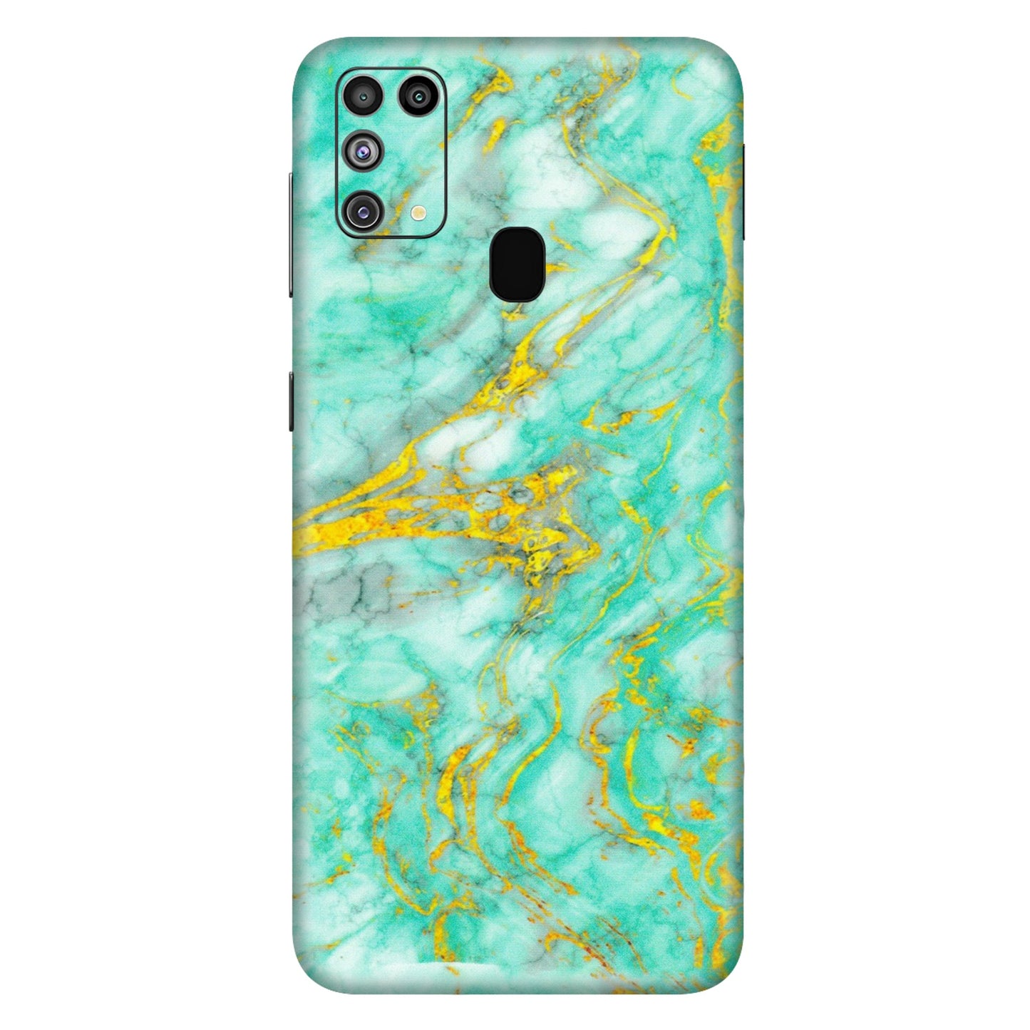 Samsung M/F/Note/Flip and C Phone Skins (All Models) - Green And Gold Marble Feel - Matte Finish (M-16) Samsung Galaxy M31