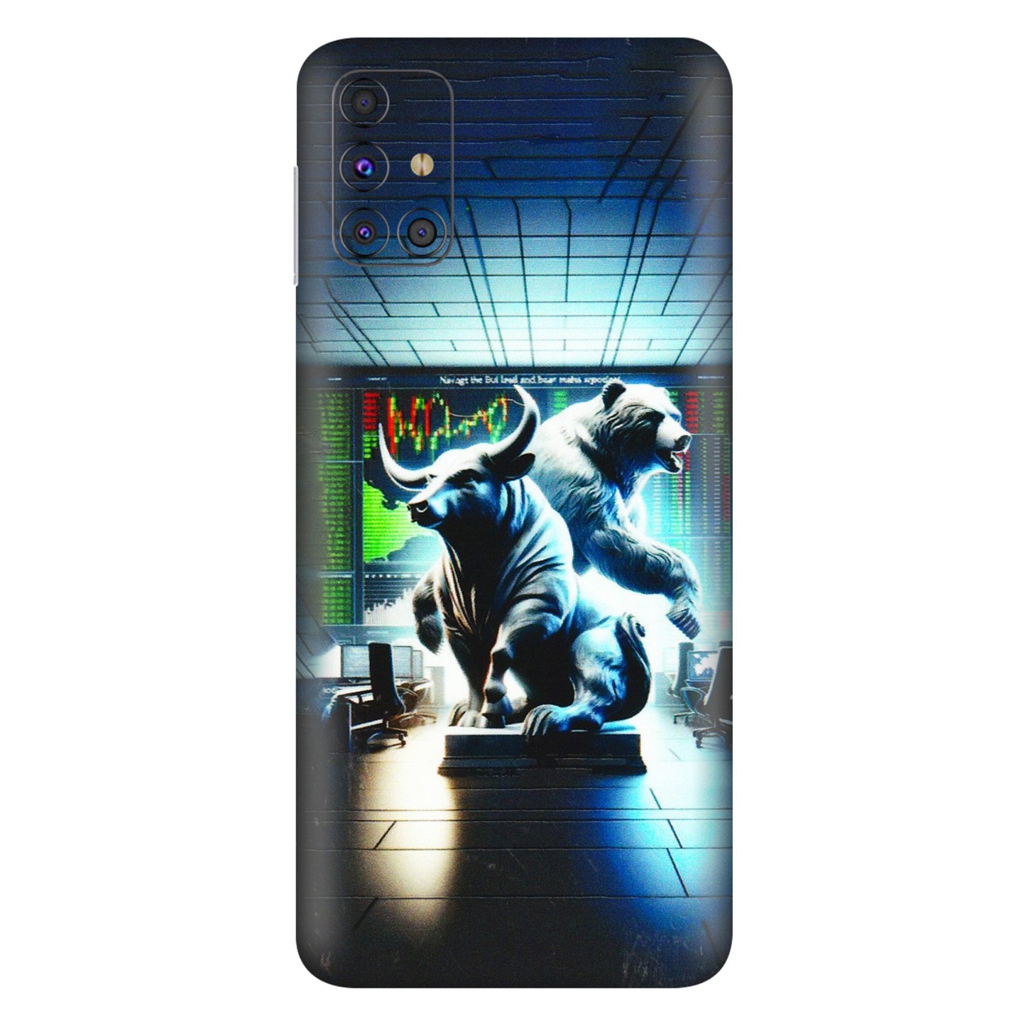Samsung M/F/Note/Flip and C Phone Skins (All Models) - Stock Market Sensex Bear vs Bulls - 3D Embossed Finish (L-15) Samsung Galaxy M31s
