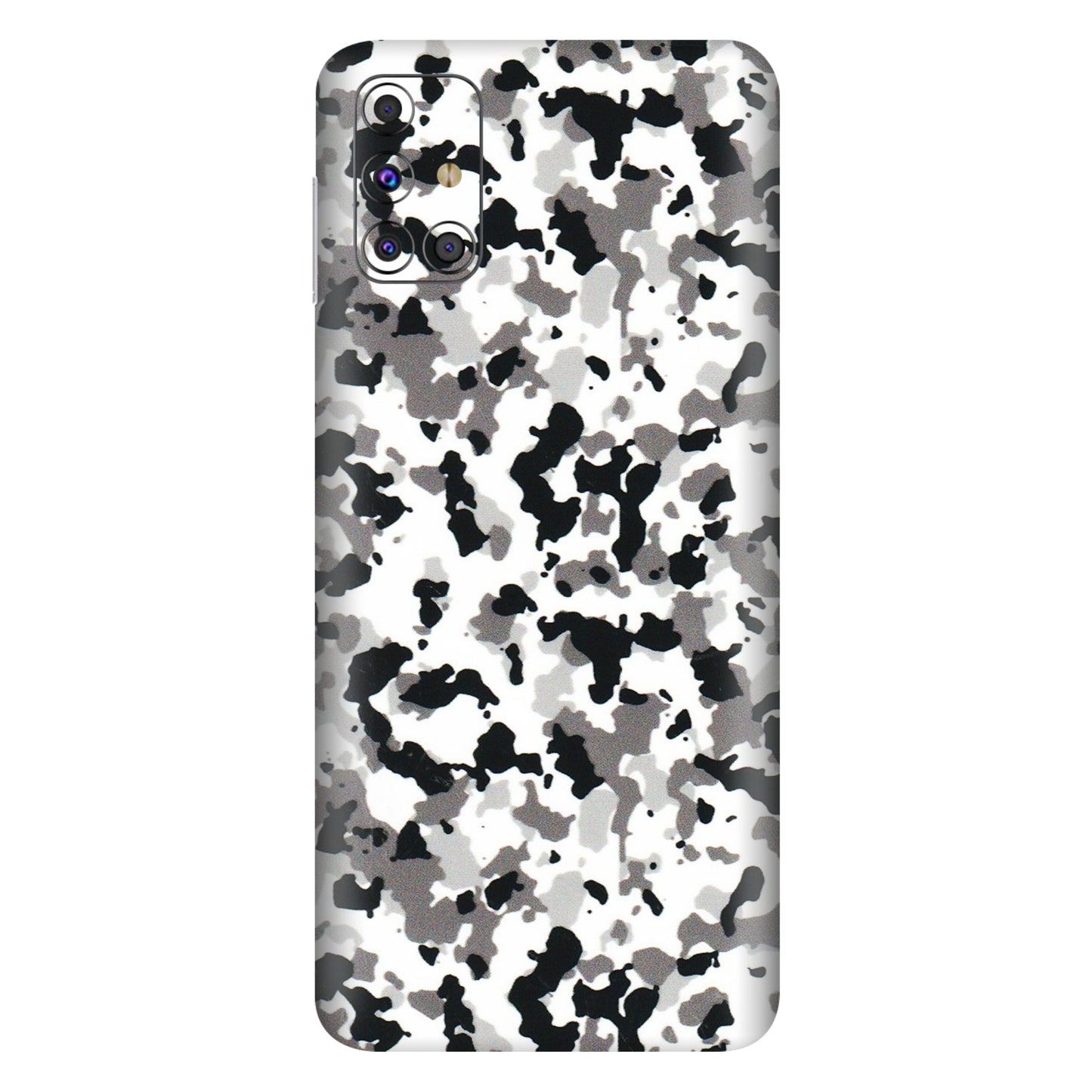 Samsung M/F/Note/Flip and C Phone Skins (All Models) - White Black Camouflage - 3D Embossed Finish (L-18) Samsung Galaxy M31s