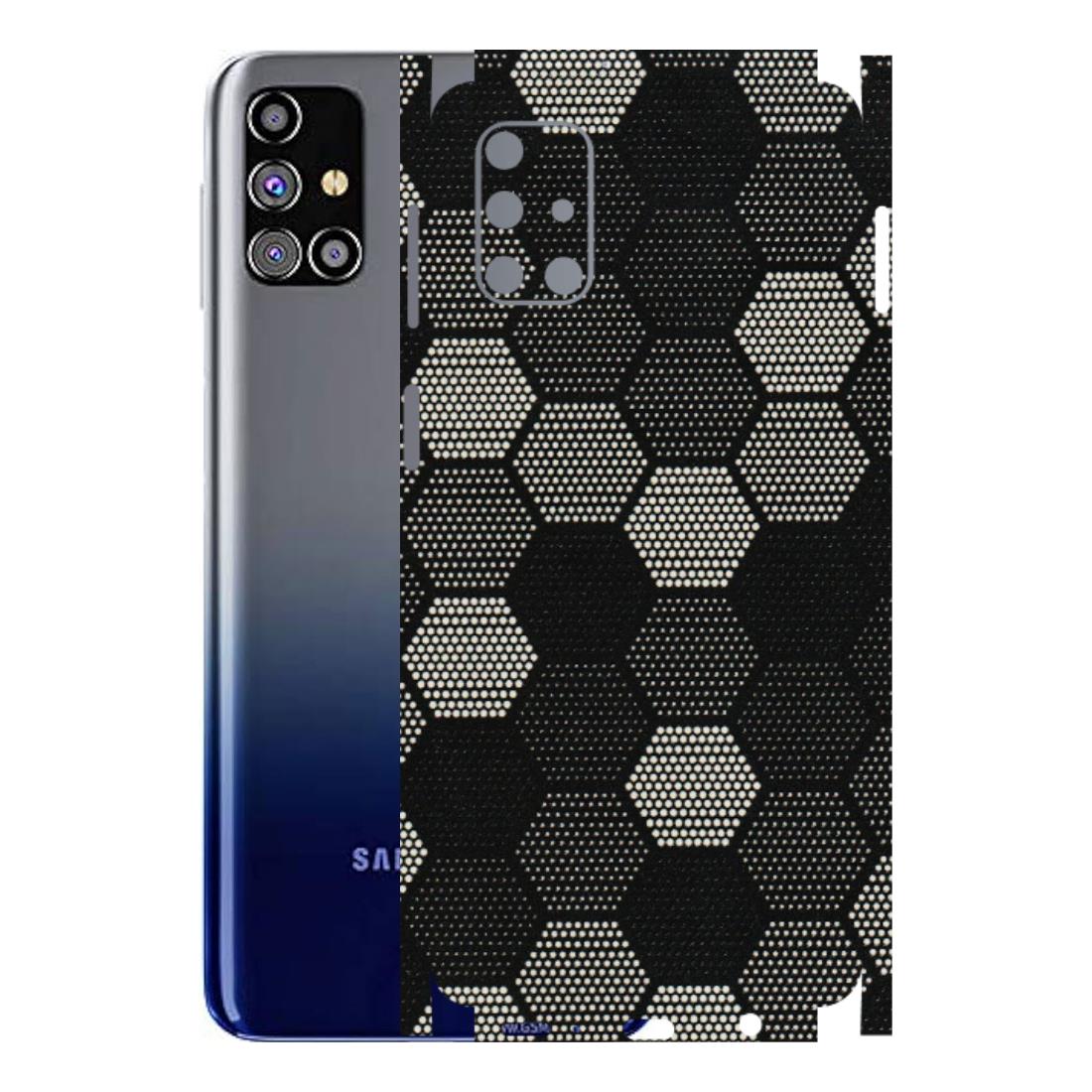 Samsung M/F/Note/Flip and C Phone Skins (All Models) - Black & White Dotted Honeycomb Texture - 3D Embossed Finish (L-202) Samsung Galaxy M31s
