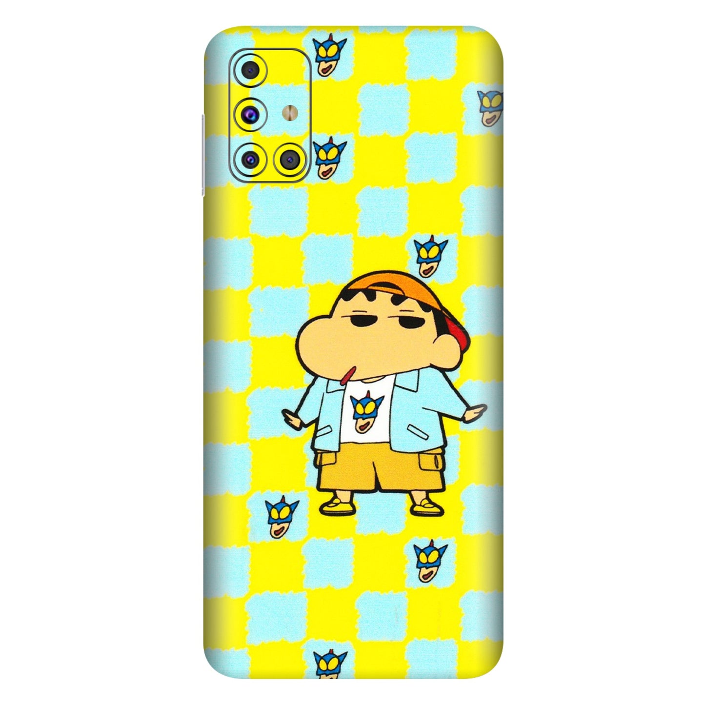 Samsung M/F/Note/Flip and C Phone Skins (All Models) - Yellow Blue Shinchan Cute - 3D Embossed Finish (L-221) Samsung Galaxy M31s