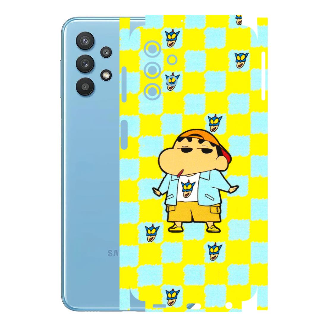 Samsung M/F/Note/Flip and C Phone Skins (All Models) - Yellow Blue Shinchan Cute - 3D Embossed Finish (L-221) Samsung Galaxy M32 (5G)