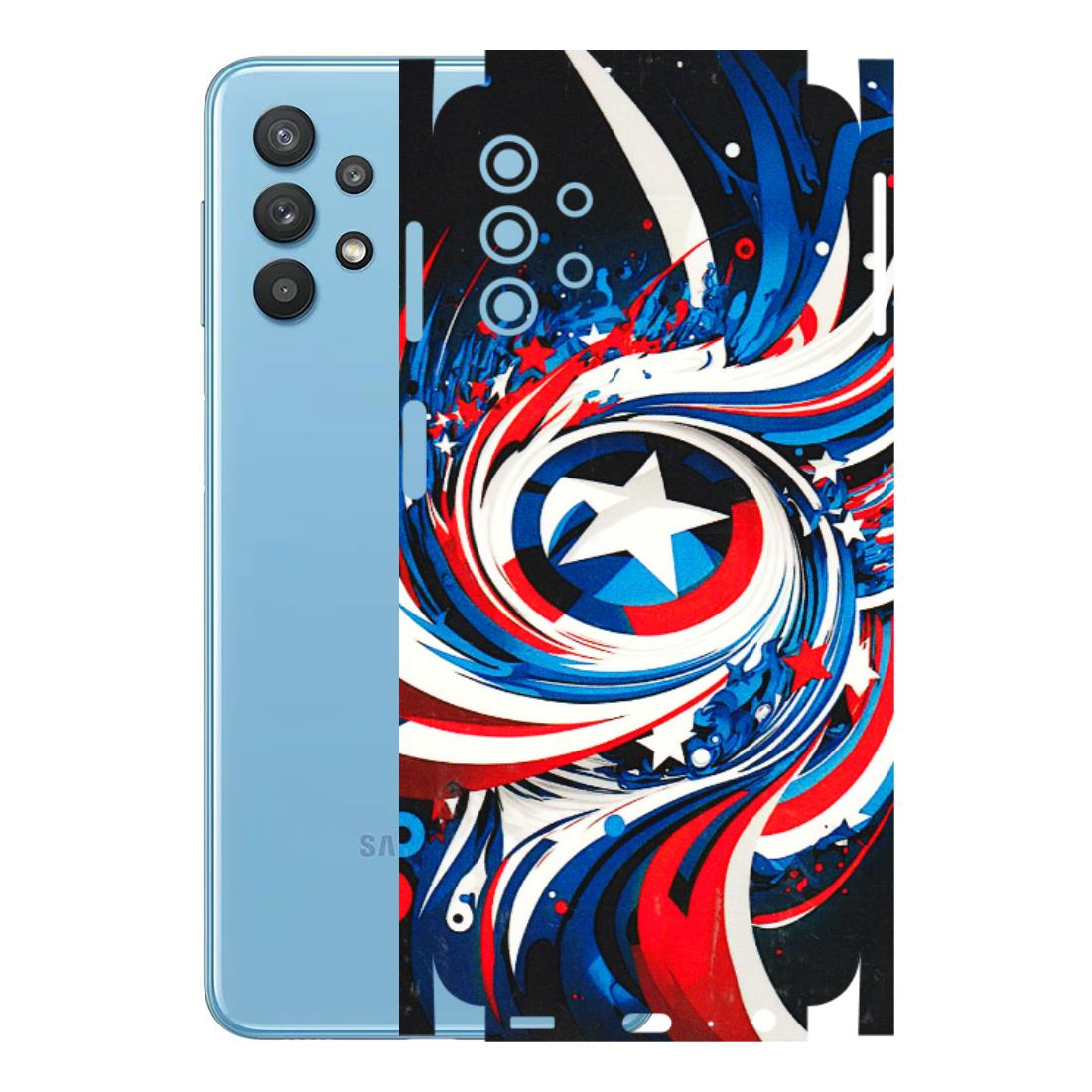 Samsung M/F/Note/Flip and C Phone Skins (All Models) - Captain America Logo - 3D Embossed Finish (L-307) Samsung Galaxy M32 (5G)