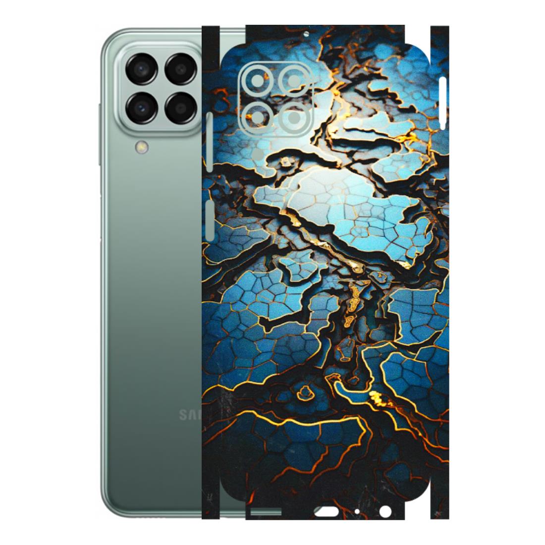 Samsung M/F/Note/Flip and C Phone Skins (All Models) - Blue Gold Abstract - 3D Embossed Finish (L-11) Samsung Galaxy M33 (5G)