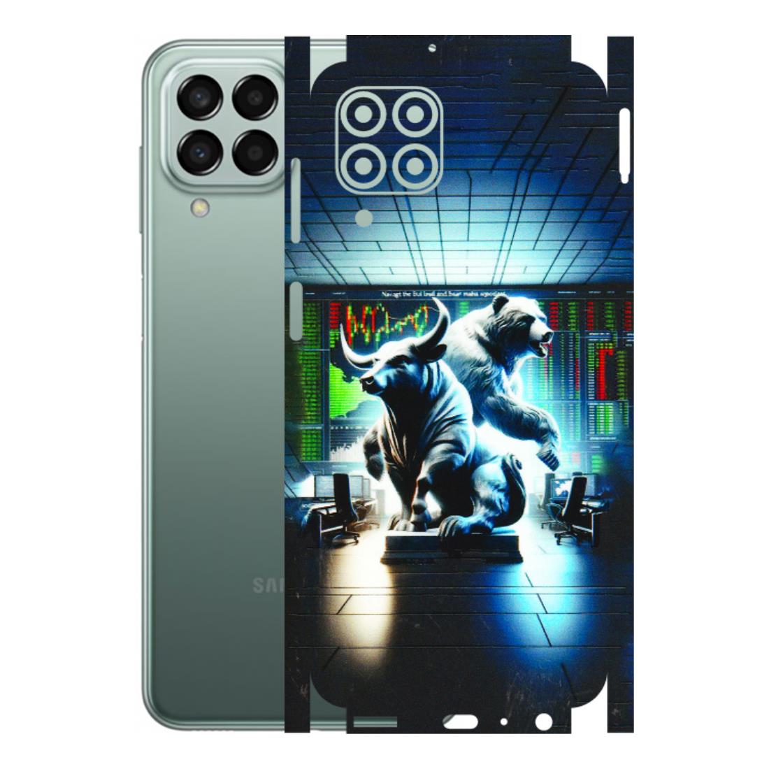 Samsung M/F/Note/Flip and C Phone Skins (All Models) - Stock Market Sensex Bear vs Bulls - 3D Embossed Finish (L-15) Samsung Galaxy M33 (5G)