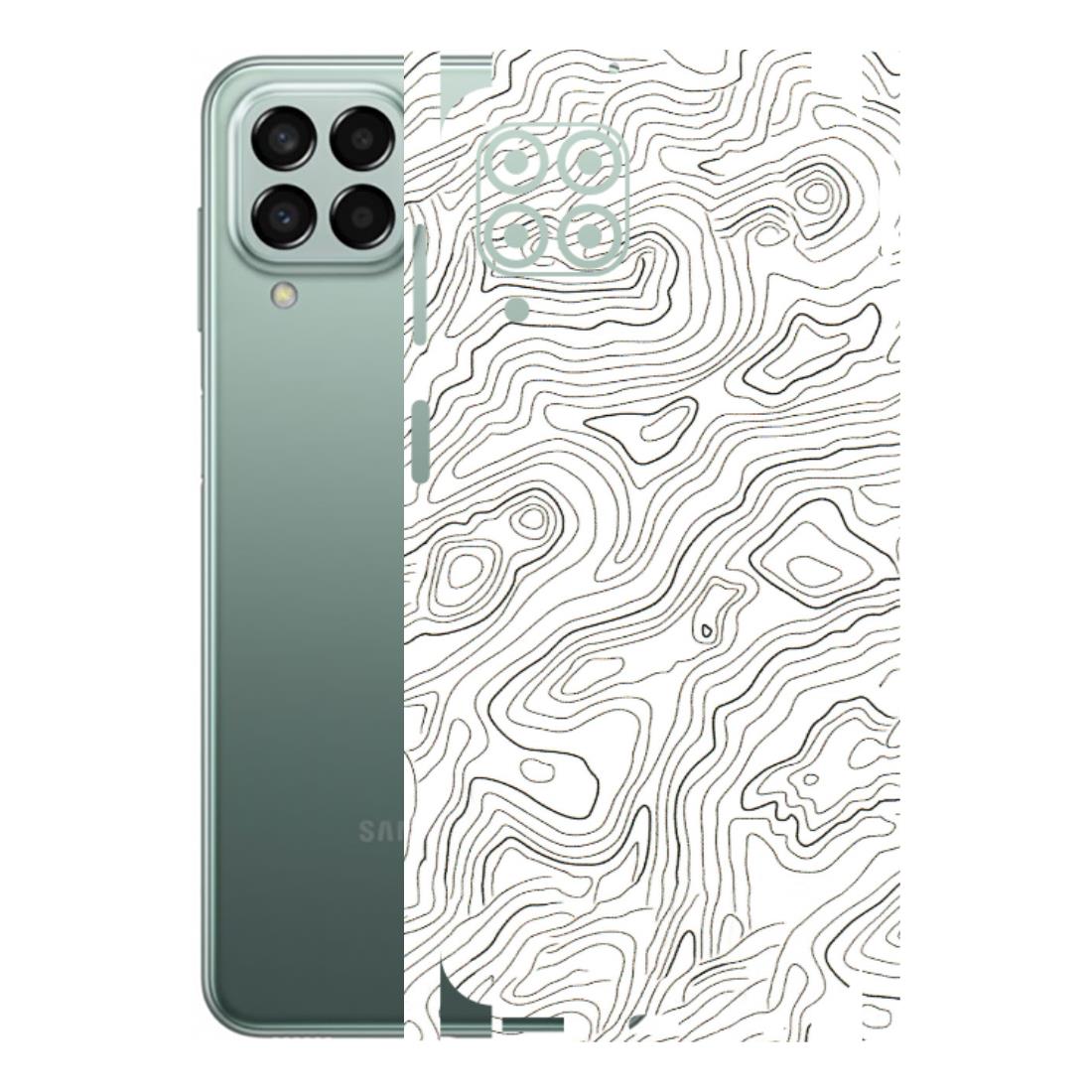 Samsung M/F/Note/Flip and C Phone Skins (All Models) - White Black Swirls - 3D Embossed Finish (L-219) Samsung Galaxy M33 (5G)
