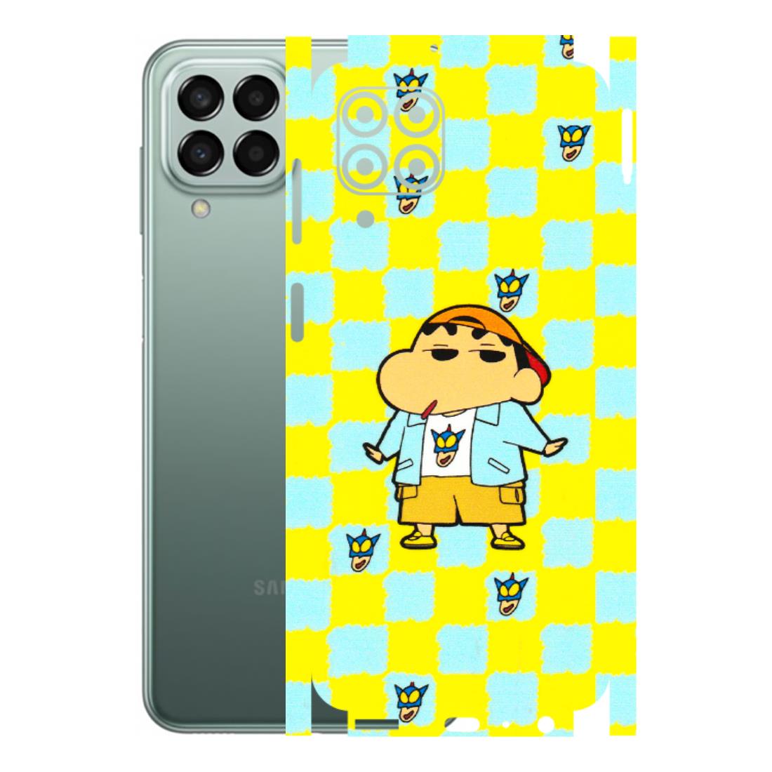 Samsung M/F/Note/Flip and C Phone Skins (All Models) - Yellow Blue Shinchan Cute - 3D Embossed Finish (L-221) Samsung Galaxy M33 (5G)