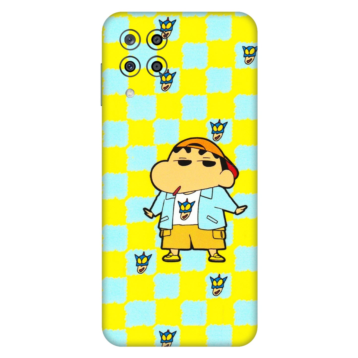 Samsung M/F/Note/Flip and C Phone Skins (All Models) - Yellow Blue Shinchan Cute - 3D Embossed Finish (L-221) Samsung Galaxy M33 (5G)